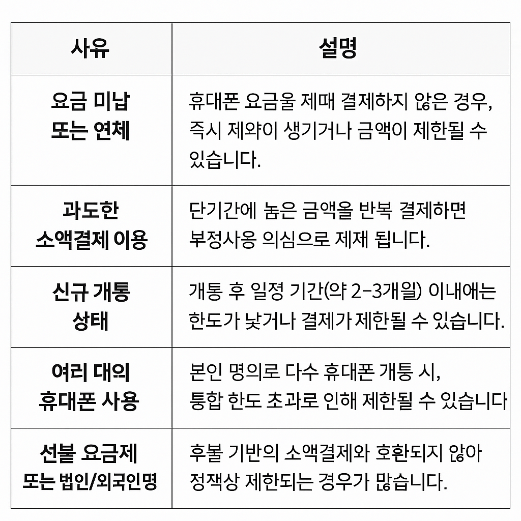 소액결제 정책 주요사유들