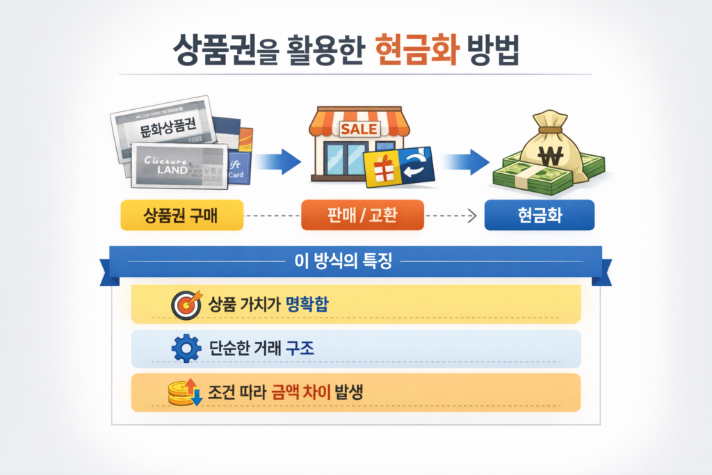 상품권 현금화 방법 구조와 특징 설명 이미지